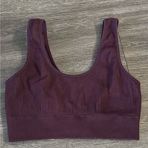 aerie Ribbed Scoop Bralette in Deep Plum